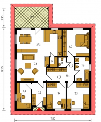 Grundriss des Erdgeschosses - BUNGALOW 189
